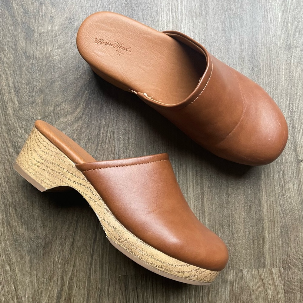 Brown Clogs with Heel, Slip On Shoes, Brown / Tan / Nude